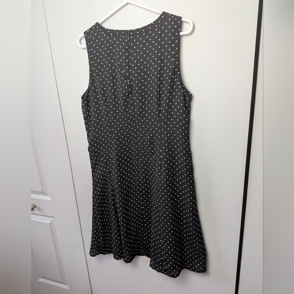 ANN TAYLOR Polka Dot Dress Women Size 14P Black White Back Zipper Sleeveless - Picture 6 of 10